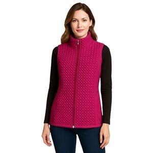Susan Graver Textured‎ Quilted Zip-Front Magenta Vest Women's Large